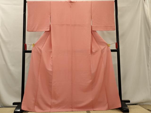 平和屋着物■上質な色無地 紋意匠 桃色 正絹 逸品 AAAY7455cs