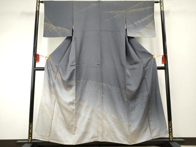 平和屋着物●人間国宝　福田喜三郎　訪問着　箔散らし　暈し染め　金彩　正絹　逸品　AABF1083cs