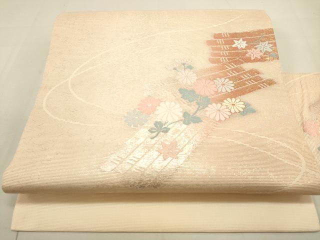 平和屋着物*夏物 九寸名古屋帯 花筏 金糸 正絹 逸品 DAAV1875op