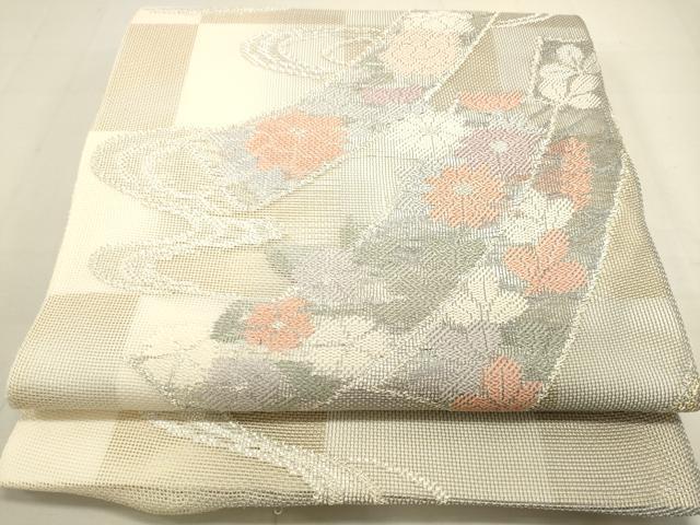 平和屋着物＊夏物　六通柄袋帯　短冊流水花文　金銀糸　正絹　逸品　未使用　DAAV1914op