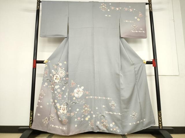 Rakuten - 平和屋着物●訪問着　友禅　作家物　刺繍　花鳥文　暈し染め　正絹　逸品　AABF2850ck