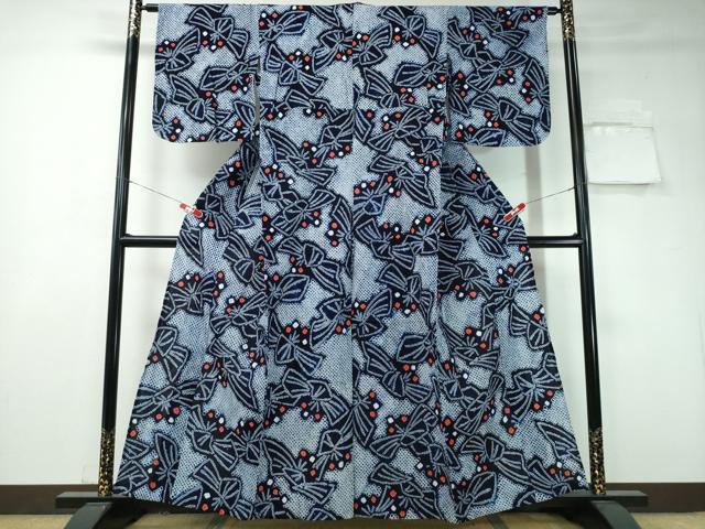 平和屋着物∴夏物 浴衣 有松鳴海絞り 舞蝶文 綿 逸品 CAAY4433ng