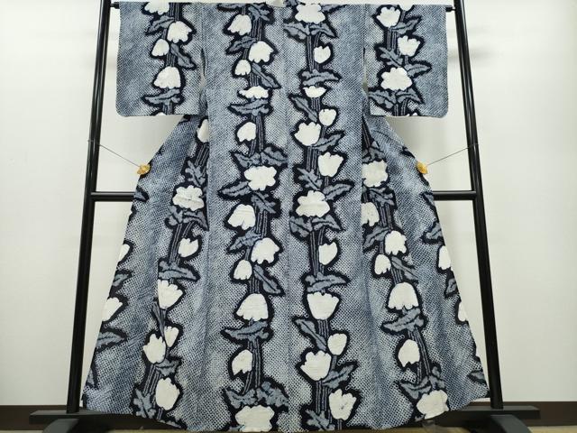 Female Yukatas - 平和屋着物∴夏物　浴衣　有松鳴海絞り　草花文　綿　逸品　CABA0456ng