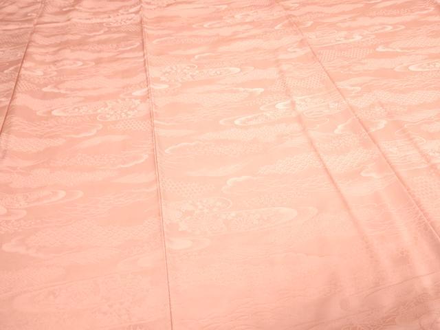 平和屋着物■上質な色無地 草花地紋 珊瑚色 正絹 逸品 未使用 DAAW9448sf