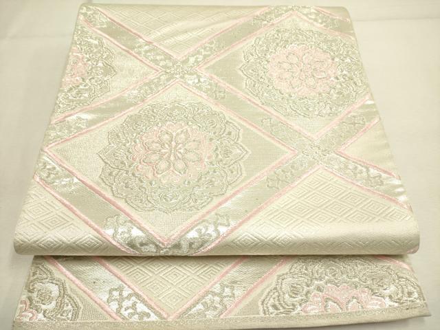 Rakuten - 平和屋着物◎六通柄袋帯　正倉院花菱文　銀糸　正絹　逸品　DABA6743op