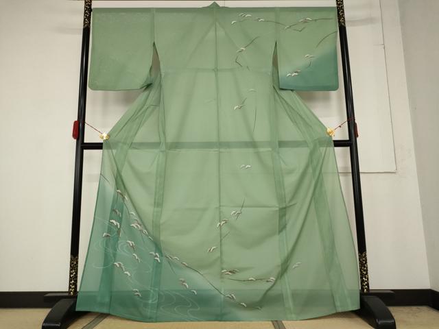 Summer Wear - 平和屋着物＊夏物　訪問着　絽　笠松文　暈し染め　金彩　洗える着物　AABB0493st
