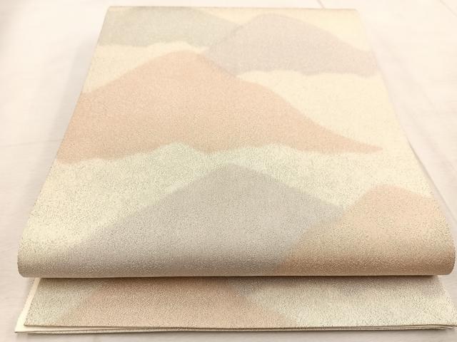 平和屋着物◎全通柄袋帯　重ね山文　砂子綴れ　正絹　逸品　BAAV4615yc