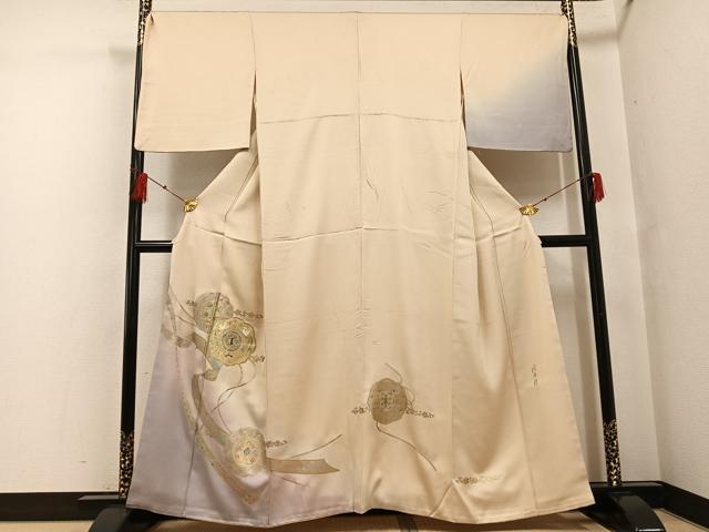 平和屋本店●極上　螺鈿作家　藤本隆士　雲母塾　色留訪問着　龍　立波　留紺色地　金彩　逸品　DZAB5611kh6 訪問着 着物 フォーマル 未使用 正絹 袷 藤本隆士 螺鈿作家 雲母塾