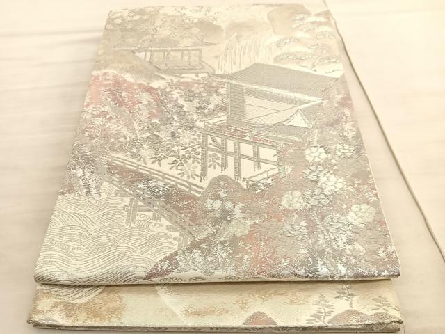 平和屋着物◎六通柄袋帯　彩京錦　風景文　プラチナ箔二重引　正絹　逸品　BAAV8484hv