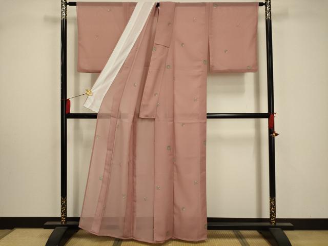 平和屋着物＊夏物　小紋　絽　鞠　洗える着物　AABA5561sx