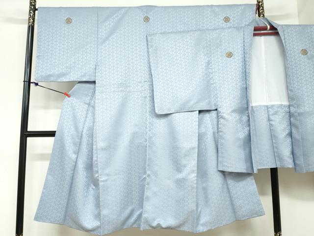 平和屋着物●男性　色紋付　羽織セット　菱地紋　秘色色　洗える着物　DABC2411ud
