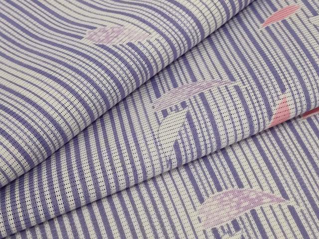 平和屋着物＊夏物 小紋 絽 舞桜文 洗える着物 AAAY7644jd