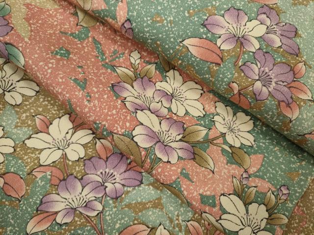 平和屋着物▽上質な小紋　単衣　枝花文　たたき染め　正絹　逸品　CABF3041ze