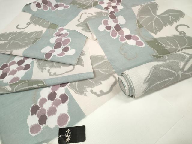 平和屋本店■極上　夏物　撫松庵　小紋・浴衣兼用　セオアルファ　反物　着尺　葡萄蔦の葉文　洗える着物　逸品　未使用　DZAA11245kh5