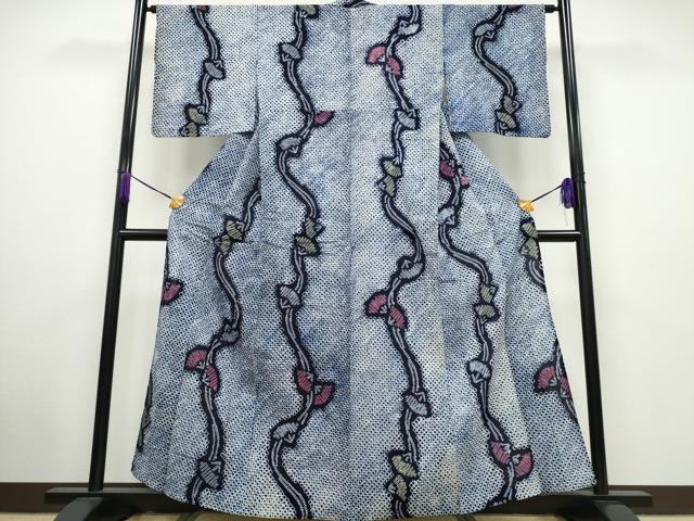 平和屋着物∴夏物　浴衣　有松鳴海絞り　蔦の葉文　綿　逸品　CAAU3453ng