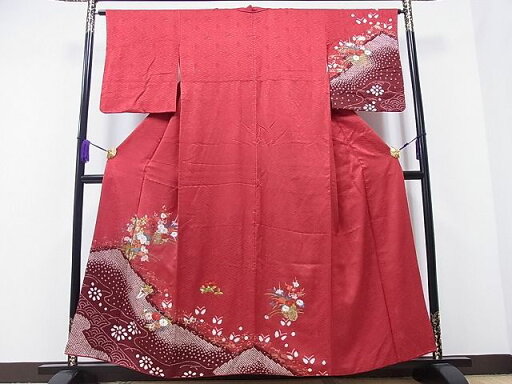 平和屋着物■訪問着 駒刺繍 絞り 流水花車文 金彩 逸品 CAAD7571hy 平和屋着物■訪問着 駒刺繍 絞り 流水花車文 金彩 逸品 CAAD7571hy