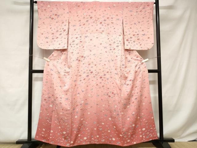平和屋着物■訪問着　舞花文　暈し染め　金彩　正絹　逸品　CABC0675ev