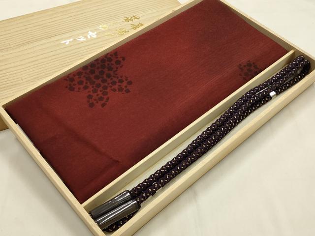 平和屋本店●和装小物 帯締め・帯揚げセット 丸組 舞花文 金糸 暈し染め 撚り房 正...