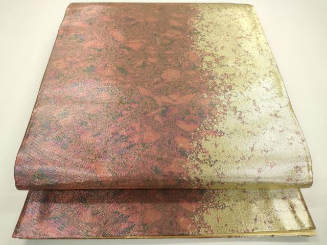 平和屋着物◎全通柄袋帯　霞文　引箔　正絹　逸品　未使用　DAAW3711fe