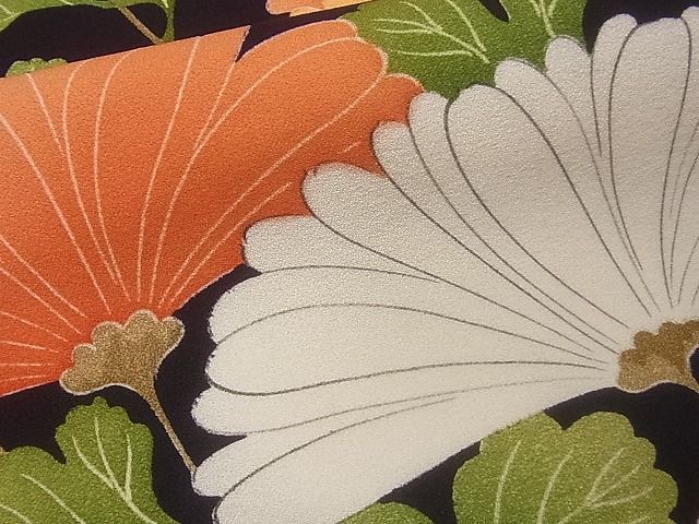 平和屋着物■付下げ 裏菊文 黒地 逸品 CAAF0267ev