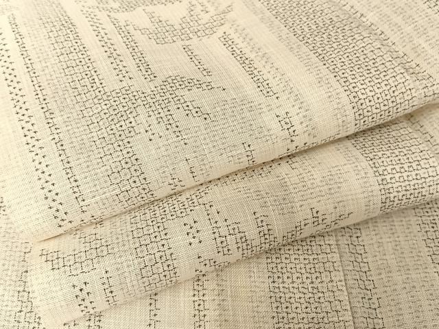 平和屋着物＊夏物 結城紬 夏結城 100亀甲 笹竹文 正絹 逸品 AABA2512np