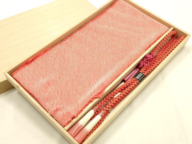 平和屋本店●和装小物　振袖用帯締め・帯揚げセット　総絞り　金糸　撚り房　正絹　逸品　未使用　AABL1879ay