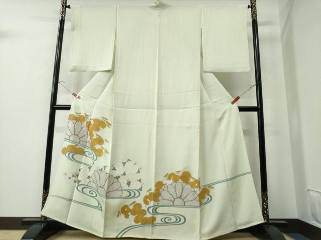 平和屋着物▽豪華色留袖 単衣 駒刺繍 流水菊文 金彩 正絹 逸品 CAAW0845ng