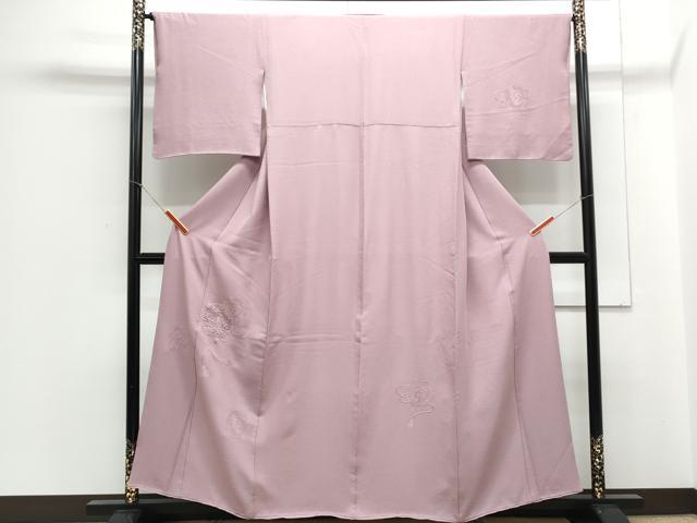 平和屋着物▼訪問着　総刺繍　鏡裏花文　梅鼠色　正絹　逸品　CABA6696th
