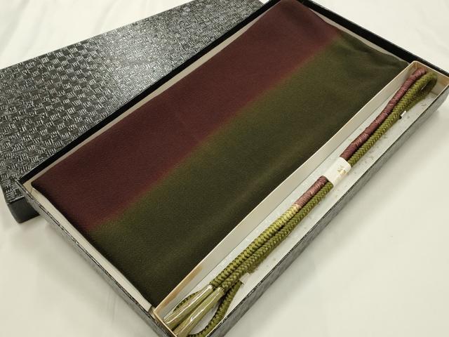 平和屋本店●和装小物　帯締め・帯揚げセット　丸組　二色暈し　金糸　正絹　逸品　未使用　AABL1920ay
