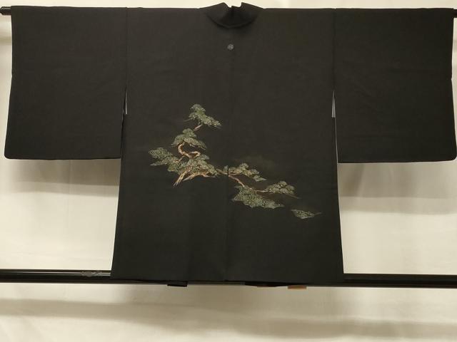 乐天商城 - 平和屋着物＃羽織　寿光織　流水枝松文　黒地　金銀糸　正絹　逸品　CABD7895in