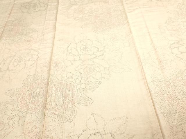 平和屋着物▽上質な紬 単衣 薔薇 正絹 逸品 DAAV9593sf