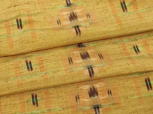 平和屋着物▽上質な紬　単衣　吉祥花文　正絹　逸品　DAAV9608sf