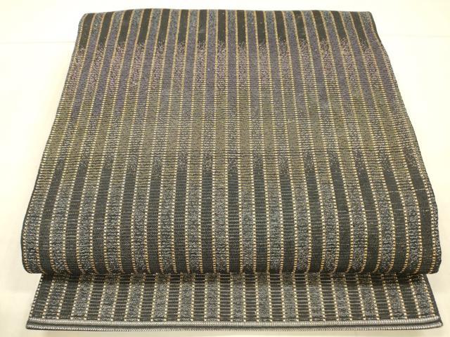 平和屋着物＊夏物　六通柄袋帯　間道　黒地　金糸　正絹　逸品　DAAX0006cm