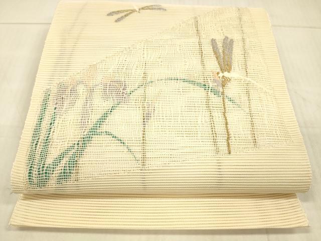 Other - 平和屋着物＊夏物　絽綴れ　八寸名古屋帯　蜻蛉杜若文　金銀糸　正絹　逸品　DAAX0008cm