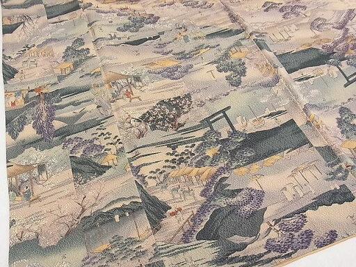 平和屋着物■上質な小紋 人物風景文 逸品 DAAE0148yyy 平和屋着物■上質な小紋 人物風景文 逸品 DAAE0148yyy
