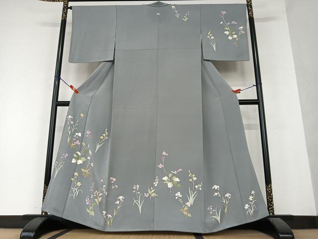 平和屋着物●訪問着　友禅　草花文　正絹　逸品　AAAY6580zg