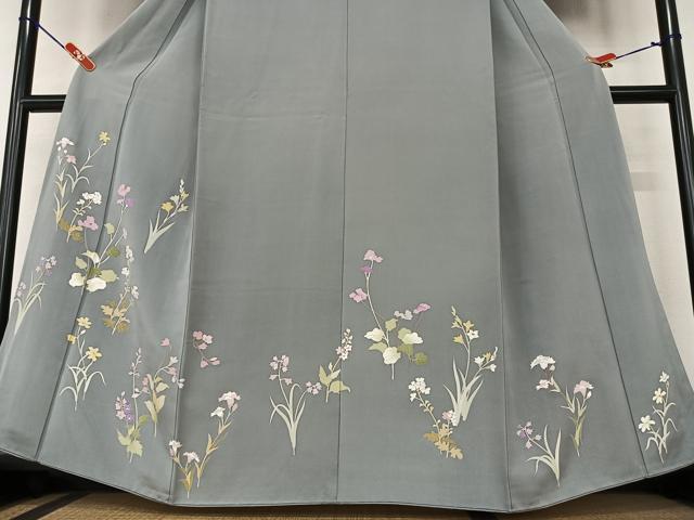 平和屋着物●訪問着　友禅　草花文　正絹　逸品　AAAY6580zg