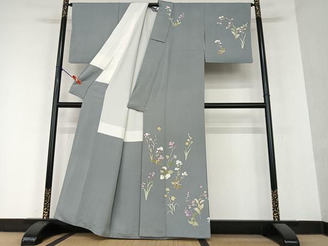 平和屋着物●訪問着　友禅　草花文　正絹　逸品　AAAY6580zg