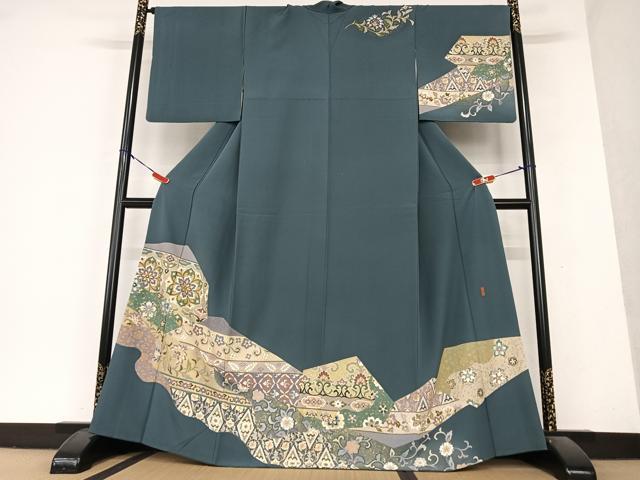 平和屋着物●訪問着 作家物 道長更紗花文 金彩 正絹 逸品 AAAY6640zg