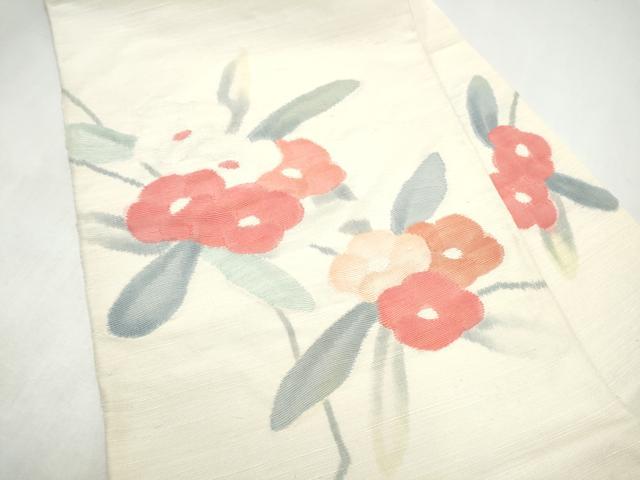 平和屋の平和屋着物●八寸名古屋帯　紬地　椿　正絹　逸品　CABK5670hy｜アングル2