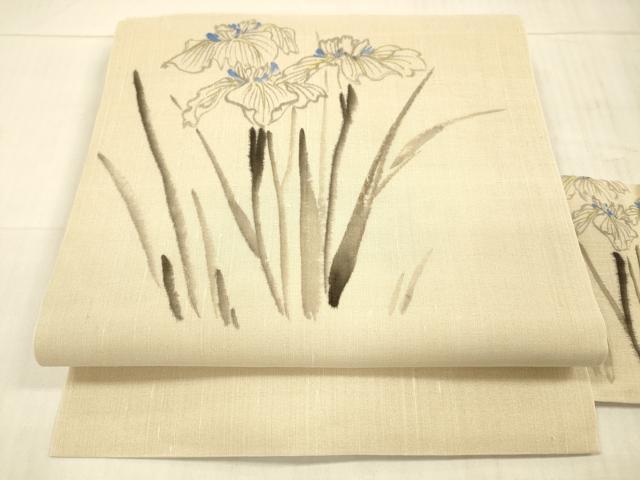 Other - 平和屋着物＊夏物　九寸名古屋帯　手描き　杜若　正絹　逸品　DAAX0033cm