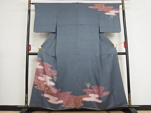平和屋着物■訪問着 絞り 刺繍 霞枝花文 金彩 正絹 逸品 AAAC0930Abr 平和屋着物■訪問着 絞り 刺繍 霞枝花文 金彩 正絹 逸品 AAAC0930Abr