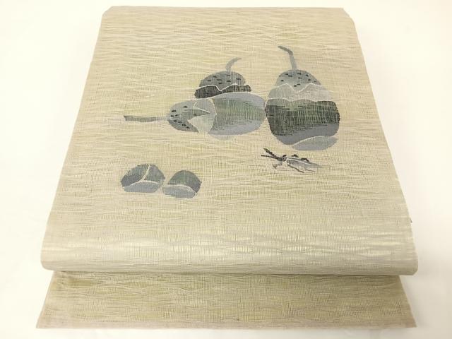 平和屋着物＊夏物　太鼓柄袋帯　すくい織　成り物　夏虫　正絹　逸品　AABA2553np