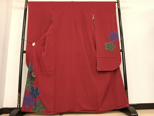 平和屋着物●豪華振袖　舞花文　毬　真紅色地　西武百貨店扱い　正絹　逸品　AABF0201fy