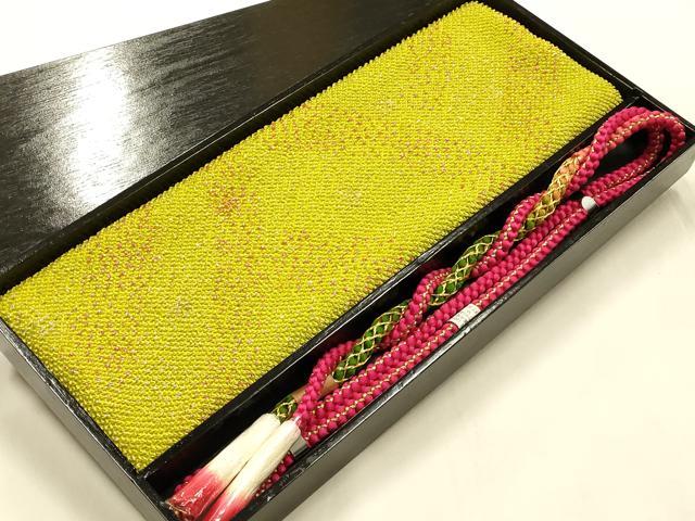 平和屋本店●和装小物 振袖用帯締め・帯揚げセット 総絞り 霞文 金糸 暈し 撚り房 ...