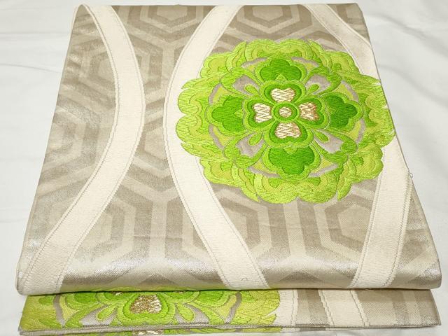 平和屋着物◎六通柄袋帯　唐織　立涌花文　金糸　正絹　逸品　CAAV2256ev