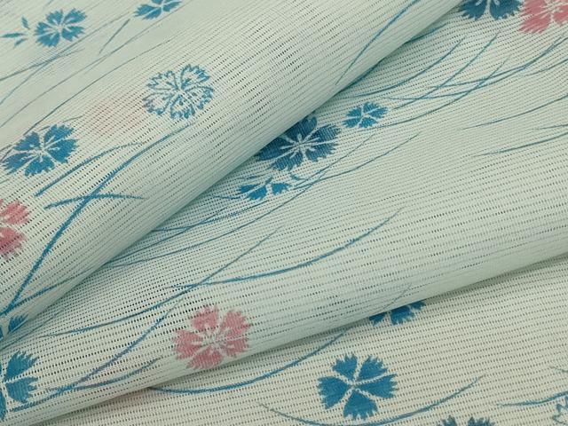 Summer Wear - 平和屋着物＊夏物　小紋　絽　芝桜文　洗える着物　AABA2868jd