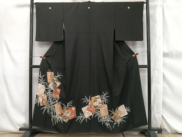 平和屋着物■豪華黒留袖　色紙吉祥花文　金彩　正絹　逸品　CAAP9310xi