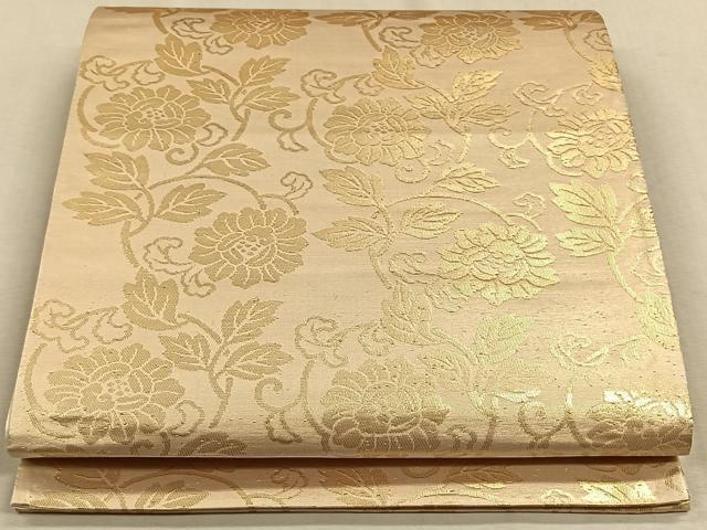 平和屋着物◎六通柄袋帯　花唐草文　金糸　正絹　逸品　CAAW3269qv