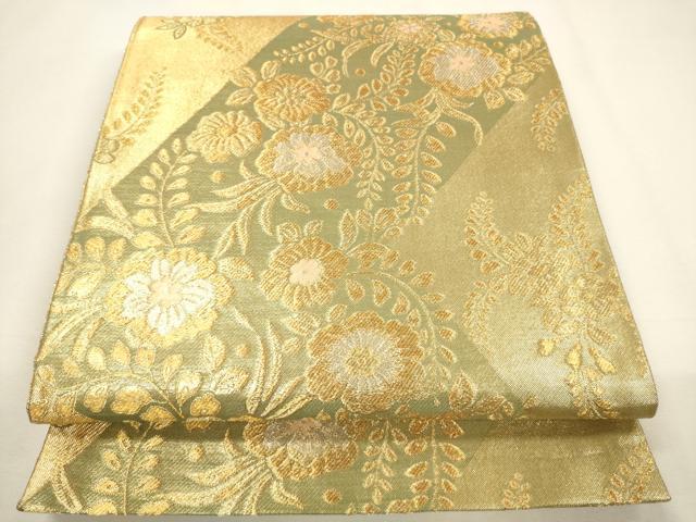 平和屋着物▼佐賀錦　六通柄袋帯　花唐草文　金銀糸　正絹　逸品　CABC3239ak